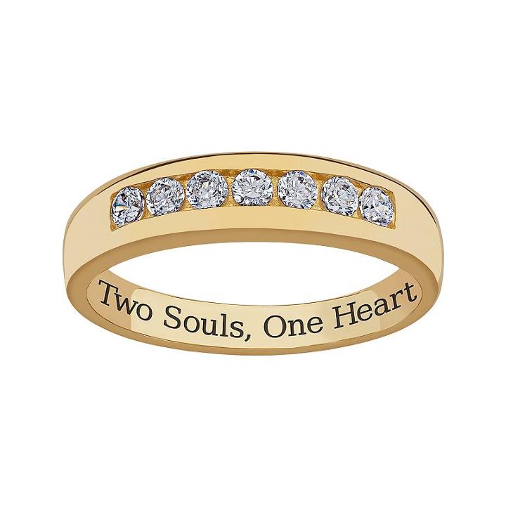 Sweet Sentiments 18k Gold Over Sterling Silver Cubic Zirconia Wedding Band - Men, Size: 12, White