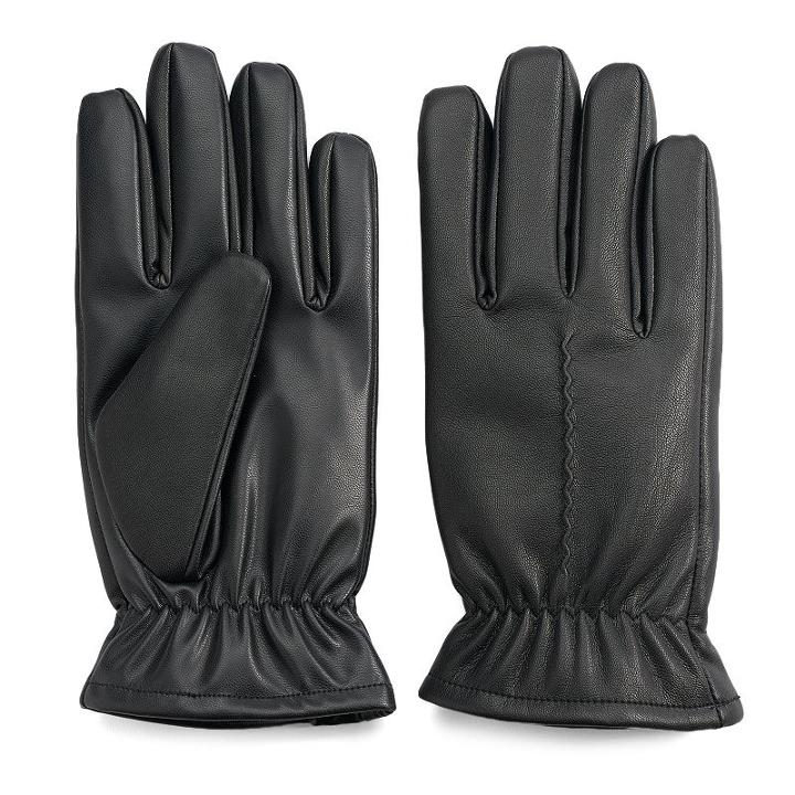 Men's Isotoner Smartouch Faux-leather Touchscreen Dress Gloves, Size: Xl, Black