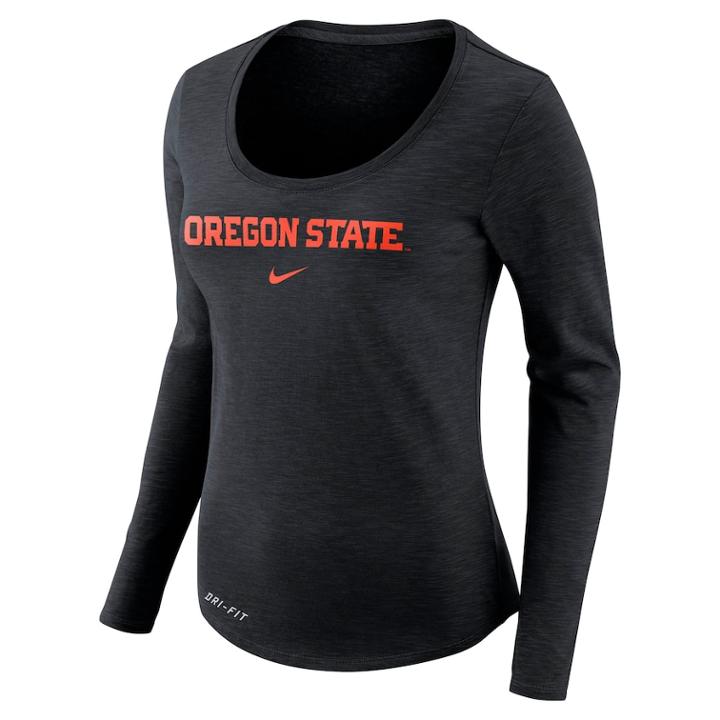 Women's Nike Oregon State Beavers Slubbed Dri-fit Tee, Size: Small, Black