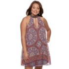 Juniors' Plus Size Speechless Medallion Print Halter Dress, Teens, Size: 2xl, Black