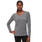 Women's Tek Gear&reg; Microfleece V-neck Tee, Size: Large, Med Grey