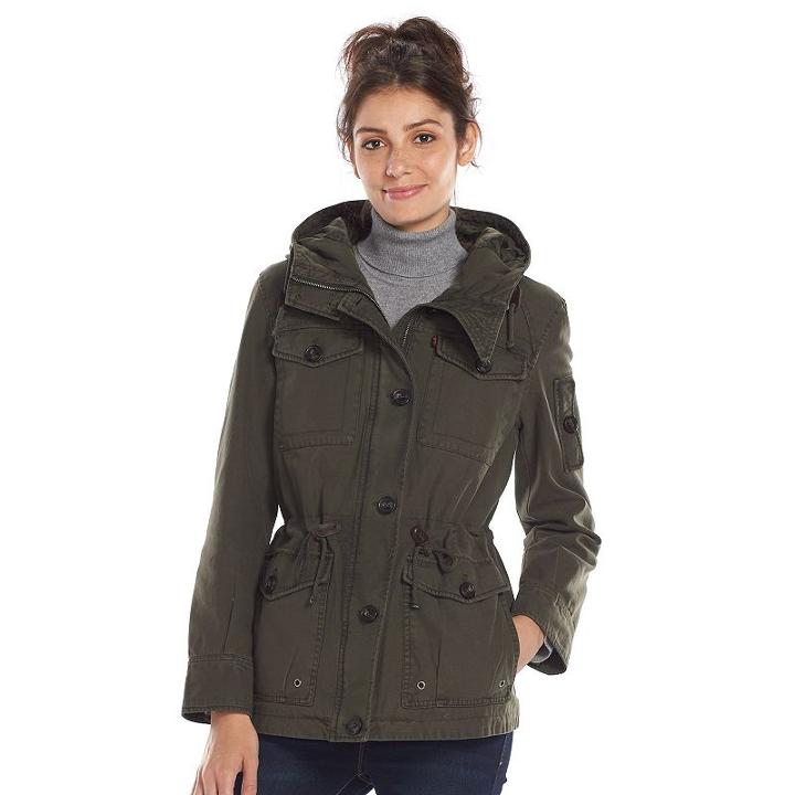 Women's Levi's Hooded Anorak Military Jacket, Size: Medium, Green Oth