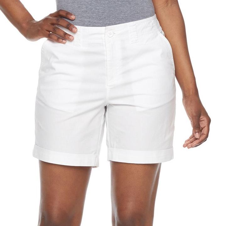 Women's Caribbean Joe Cuffed Shorts, Size: 12, White