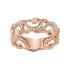 10k Rose Gold 1/4 Carat T.w. Diamond Filigree Ring, Women's, Size: 8, White