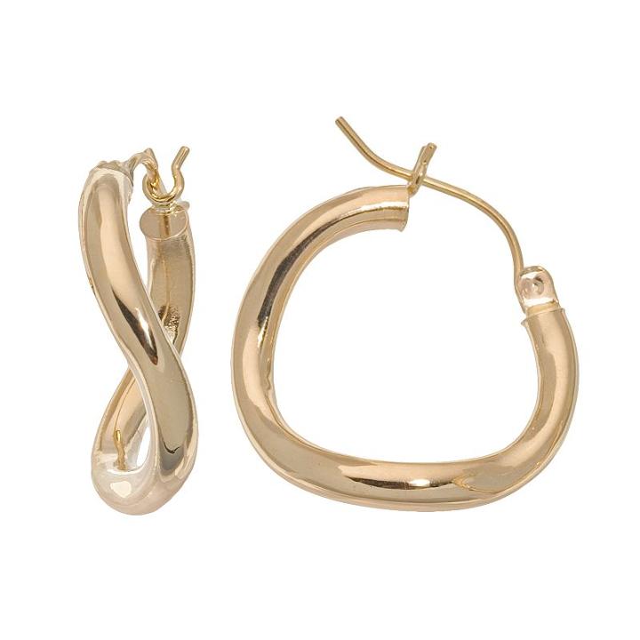 18k Gold Twist Hoop Earrings, Women's, Yellow
