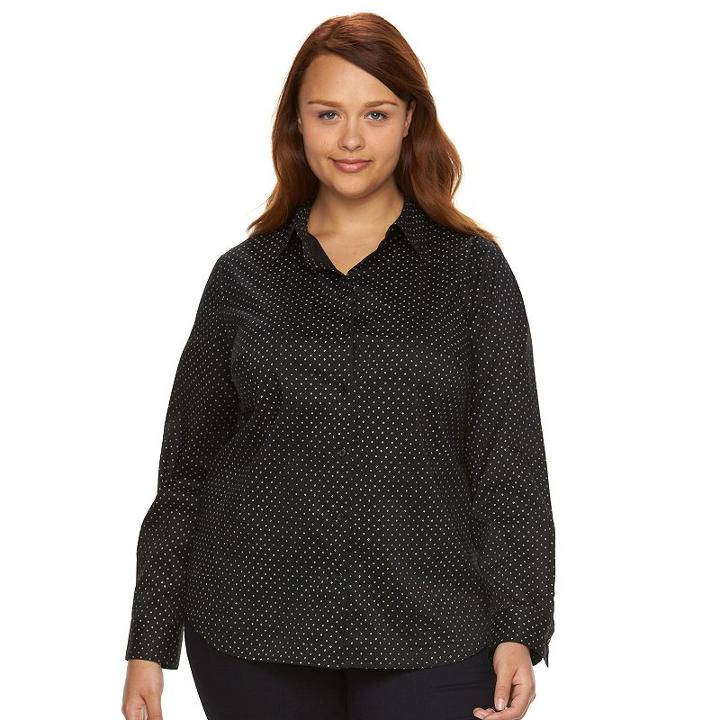 Plus Size Apt. 9&reg; Structured Essential Button-down Shirt, Women's, Size: 4xl, Oxford
