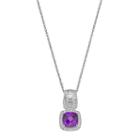 Sterling Silver Amethyst & Lab-created White Sapphire Halo Pendant, Women's, Size: 18, Purple