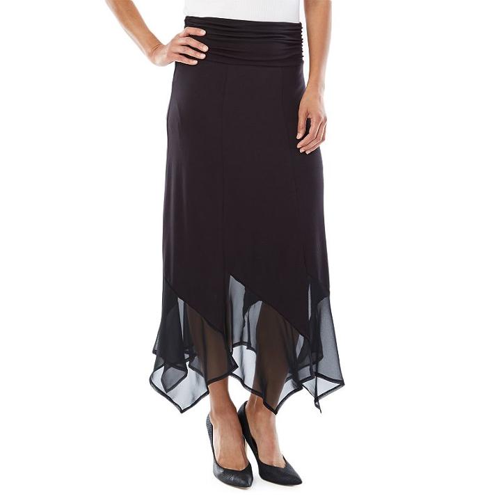 Women's Ab Studio Handkerchief Midi Skirt, Size: Medium, Black