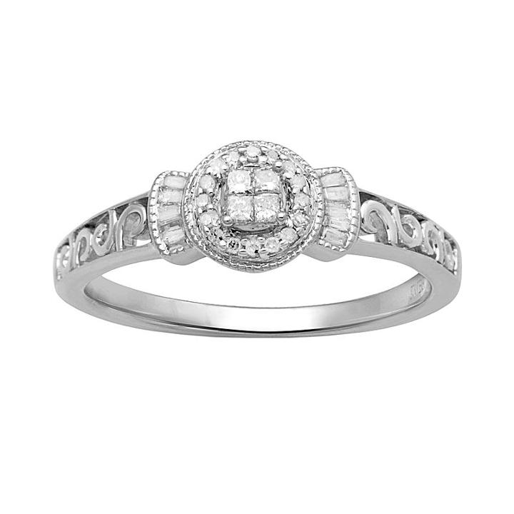 Sterling Silver 1/6-ct. T.w. Diamond Ring, Women's, Size: 7, White