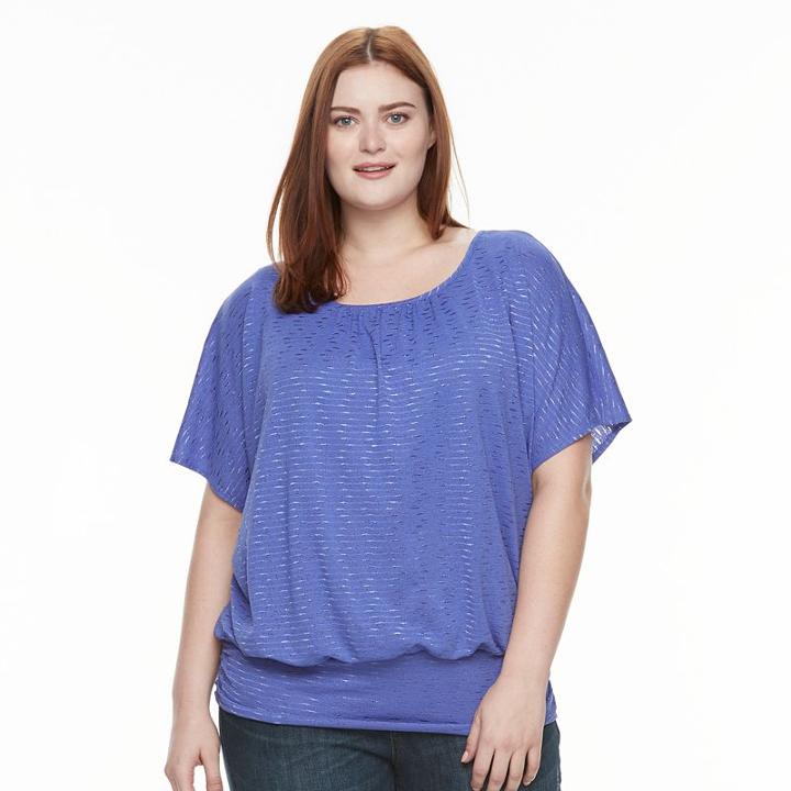 Plus Size Ab Studio Banded Bottom Top, Women's, Size: 2xl, Purple Oth
