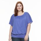 Plus Size Ab Studio Banded Bottom Top, Women's, Size: 2xl, Purple Oth