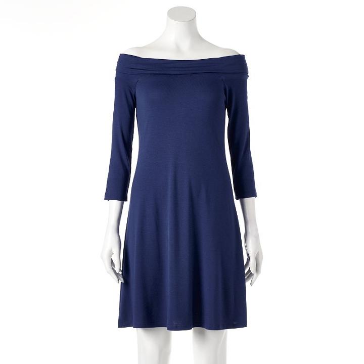 Women's Apt. 9&reg; Off-the-shoulder Shift Dress, Size: Large, Dark Blue