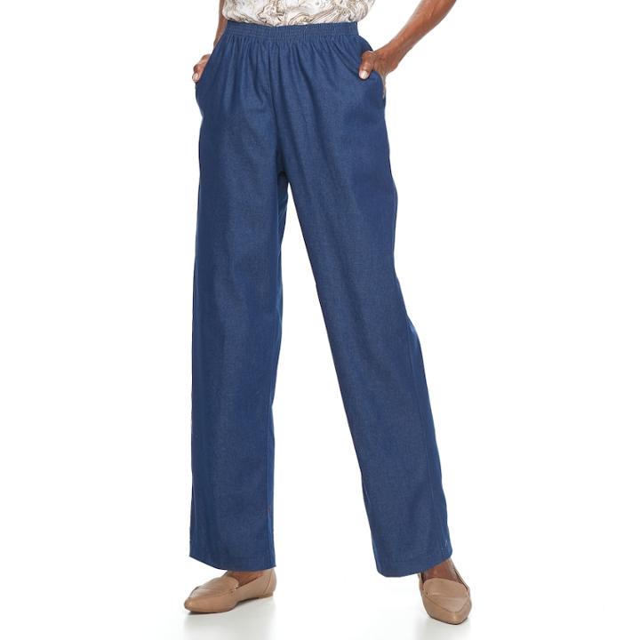 Women's Alfred Dunner Studio Pull-on Denim Pants, Size: 18, Dark Blue