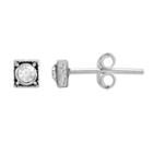 Itsy Bitsy Sterling Silver Crystal Square Stud Earrings, Women's, Grey