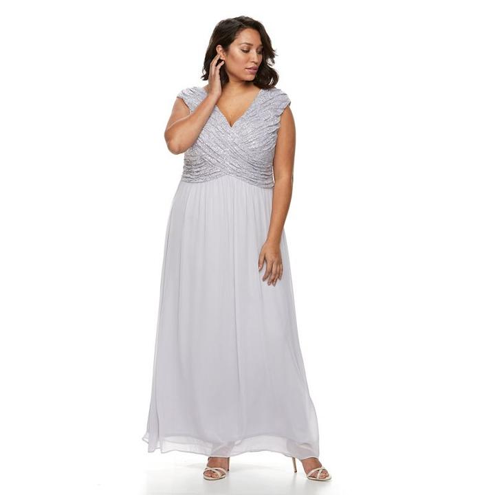 Plus Size Chaya Sequin Lace Evening Gown, Women's, Size: 24 W, Lt Purple