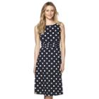 Women's Chaps Polka-dot Ruched Dress, Size: Xs, Blue (navy)