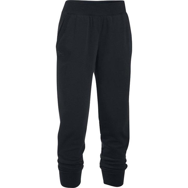 Women's Under Armour French Terry Ankle Crop Pants, Size: Small, Black