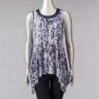 Women's Simply Vera Vera Wang Print Handkerchief Top, Size: Medium, Dark Blue