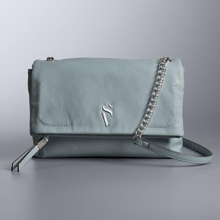 Simply Vera Vera Wang Garrison Double Entry Flap Crossbody Bag, Women's, Light Blue