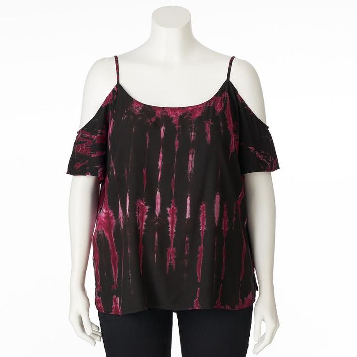 Plus Size Rock & Republic&reg; Cold-shoulder Tie-dye Top, Women's, Size: 1xl, Med Purple
