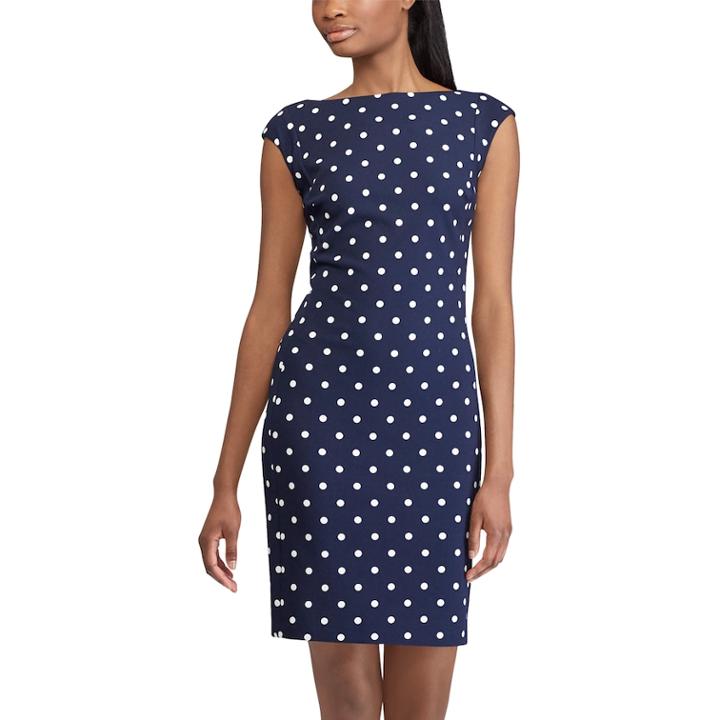 Women's Chaps Polka-dot Sheath Dress, Size: 10, Natural