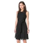 Women's Chaps Ruffle Georgette Evening Dress, Size: 16, Black