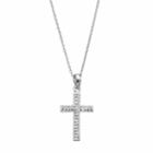 Silver Luxuries Crystal Cross Pendant Necklace, Women's, Size: 18, White