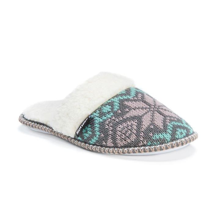 Muk Luks Women's Knit Scuff Slippers, Size: Large, Grey
