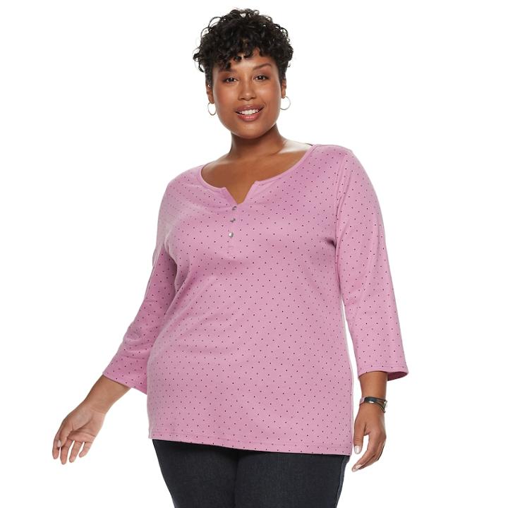 Plus Size Croft & Barrow&reg; Henley, Women's, Size: 1xl, Med Pink