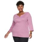 Plus Size Croft & Barrow&reg; Henley, Women's, Size: 1xl, Med Pink