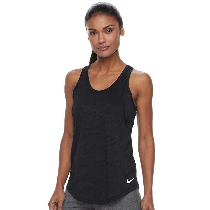 Women's Nike 10k Jacquard Running Tank, Size: Small, Grey (charcoal)