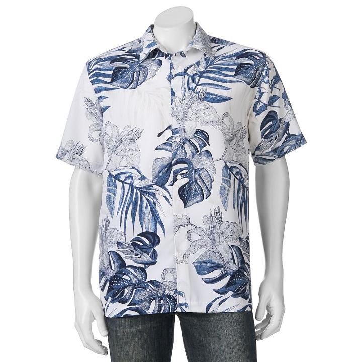 Men's Havanera Classic-fit Floral Button-down Shirt, Size: Xxl, White