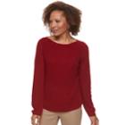 Petite Croft & Barrow&reg; Transfer Stitch Sweater, Women's, Size: L Petite, Dark Red