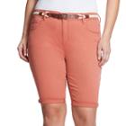 Plus Size Gloria Vanderbilt Joslyn Belted Bermuda Jean Shorts, Women's, Size: 24 W, Med Orange
