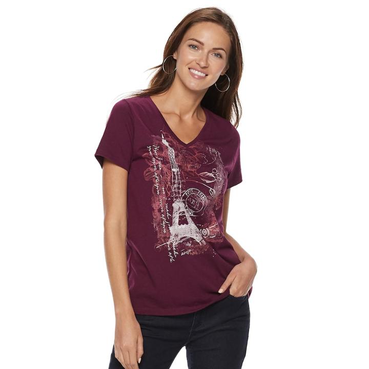 Women's Sonoma Goods For Life&trade; V-neck Graphic Tee, Size: Small, Med Purple