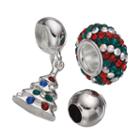 Individuality Beads Crystal Sterling Silver Bead And Christmas Tree Charm Set, Women's, Multicolor