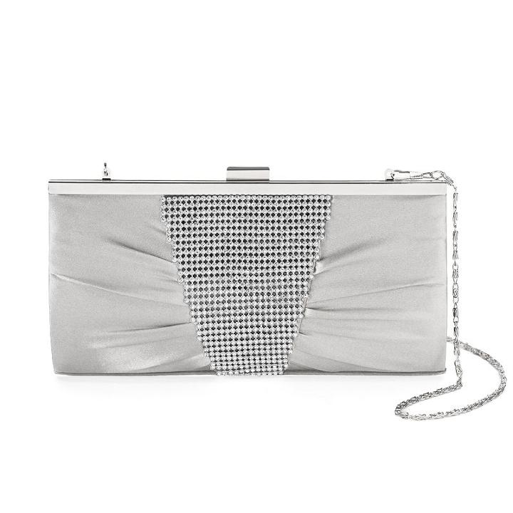 Gunne Sax By Jessica Mcclintock Laura Rhinestone Pleated Clutch, Women's, Grey Other