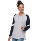 Juniors' Pink Republic Varsity Striped Hoodie, Teens, Size: Medium, Med Blue