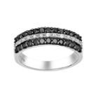 Sterling Silver 3/4-ct. T.w. Black And White Diamond Striped Ring, Women's, Size: 7