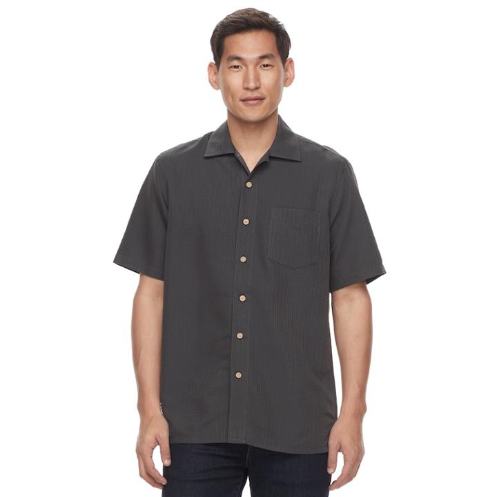 Men's Batik Bay Regular-fit Soft-touch Button-down Shirt, Size: Small, Black