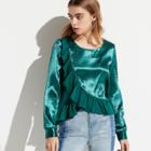 K/lab Ruffle Trim Blouse, Teens, Size: Small, Green