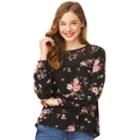 Juniors' Wallflower Lace Floral Top, Teens, Size: Xl, Med Grey