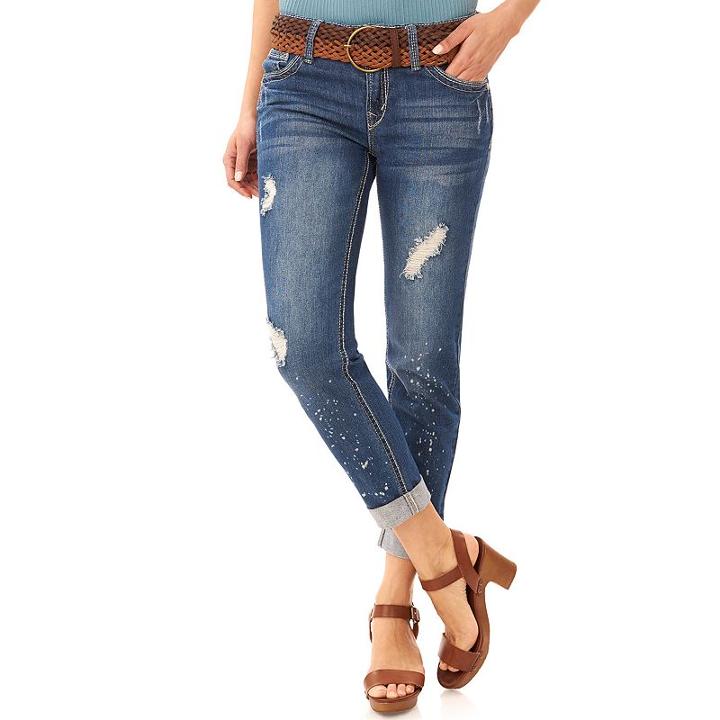 Juniors' Wallflower Destructed Cuffed Capri Jeans, Girl's, Size: 5, Brt Pink