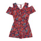 Girls 7-16 Iz Amy Byer Floral Cold Shoulder Romper, Size: Small, Red Floral