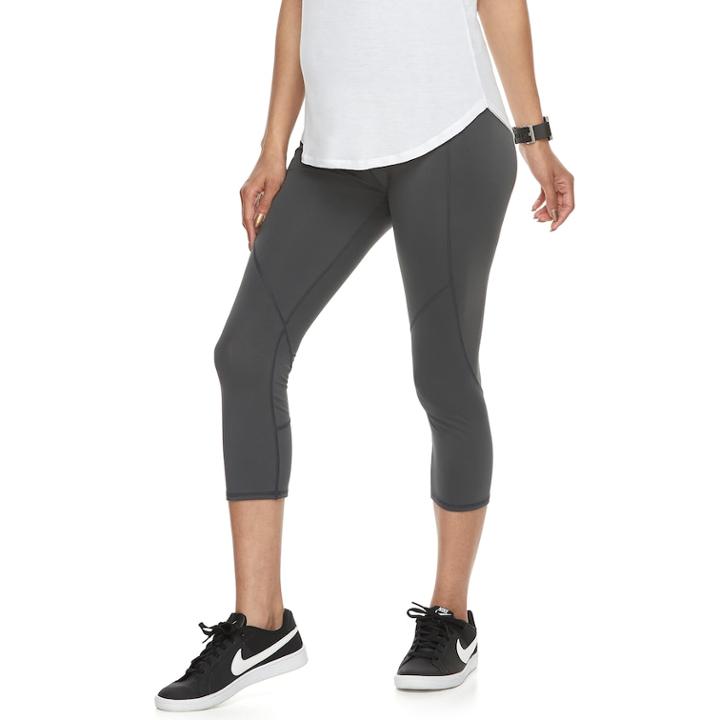Maternity A:glow Belly Panel Workout Capri Leggings, Women's, Size: S-mat, Grey (charcoal)