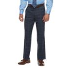 Men's Savile Row Modern-fit Windowpane Blue Flat-front Suit Pants, Size: 38x34
