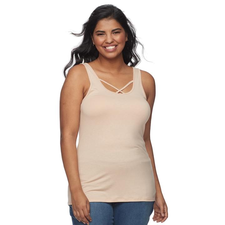 Juniors Plus Size So&reg;crisscross Tank, Teens, Size: 3xl, Lt Beige