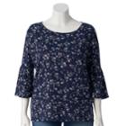 Plus Size Lc Lauren Conrad Bell Sleeve Top, Women's, Size: 3xl, Dark Blue