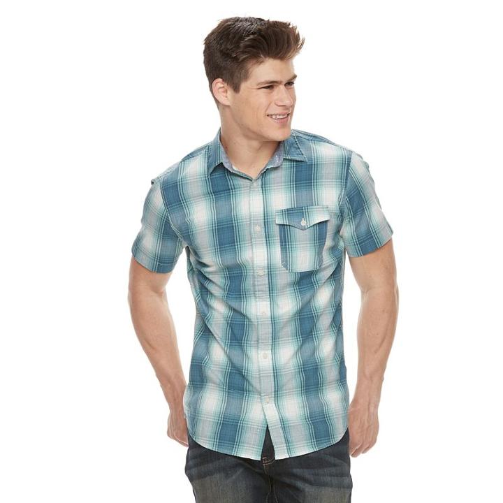 Men's Urban Pipeline&reg; Maxflex Plaid Button-down Shirt, Size: Large, Brt Blue