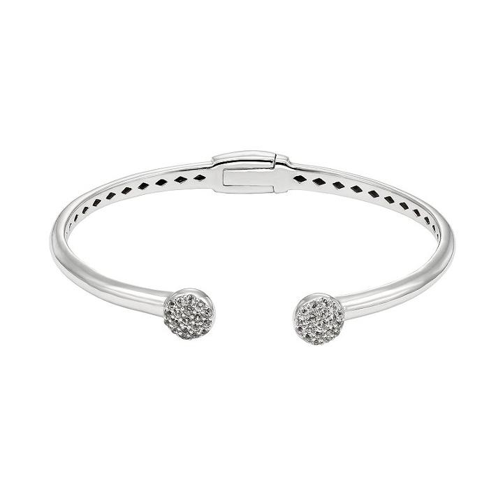 White Topaz Sterling Silver Hinged Cuff Bracelet, Women's, Size: 6.5